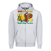 Heather Grey Beer&crawfish that's why i'm here Zipper Hoodie - FaDigitalArtStudio