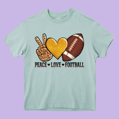 Peace Love Football Revize Heavy Core Tee Designed By Adodesignshop