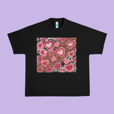 Valentine's Day Hearts With Leopard And Cowhide Urban Heavy Tee Designed By Ranaportraitstore