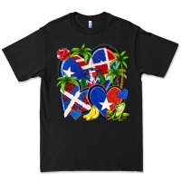 Black puerto rico with dominican republic hearts Premium Tee - NancyCooperArtShop
