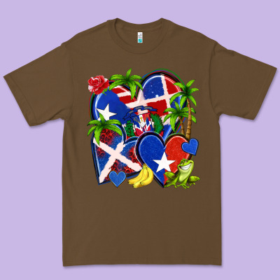 Puerto Rico With Dominican Republic Hearts Premium Tee Designed By Nancycooperartshop