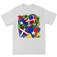 Dove Grey puerto rico with dominican republic hearts Premium Tee - NancyCooperArtShop