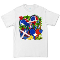 White puerto rico with dominican republic hearts Premium Tee - NancyCooperArtShop