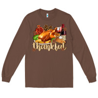 Chestnut Thankful with Turkey Long Sleeve Tee - texasbilliewilder
