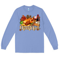Colony Blue Thankful with Turkey Long Sleeve Tee - texasbilliewilder