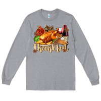 Heather Grey Thankful with Turkey Long Sleeve Tee - texasbilliewilder