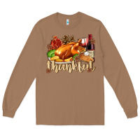 Toasted Coconut Thankful with Turkey Long Sleeve Tee - texasbilliewilder