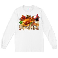 White Thankful with Turkey Long Sleeve Tee - texasbilliewilder