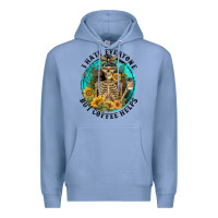 Colony Blue I Hate Everyone But Coffee Helps Premium Hoodie - FaDigitalArtStudio