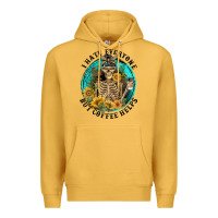 Mustard I Hate Everyone But Coffee Helps Premium Hoodie - FaDigitalArtStudio
