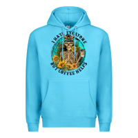 Ocean Blue I Hate Everyone But Coffee Helps Premium Hoodie - FaDigitalArtStudio
