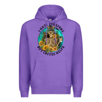 Purple I Hate Everyone But Coffee Helps Premium Hoodie - FaDigitalArtStudio