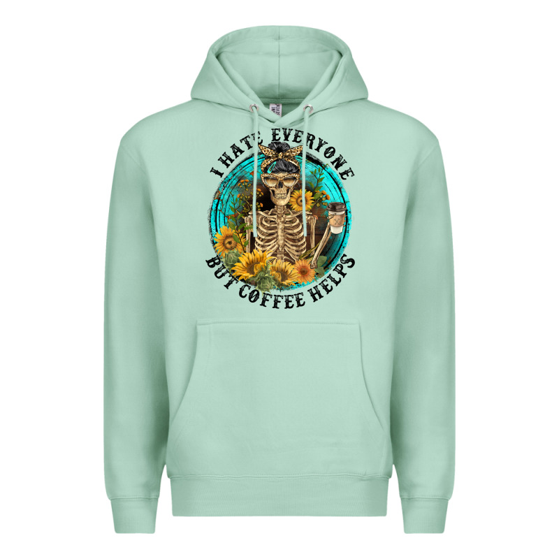 I Hate Everyone But Coffee Helps Premium Hoodie by FaDigitalArtStudio | Teevron