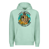 Seafoam I Hate Everyone But Coffee Helps Premium Hoodie - FaDigitalArtStudio