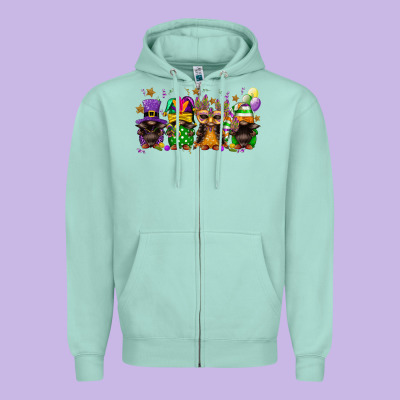 Mardi Gras Afro Gnomies Zipper Hoodie Designed By Fadigitalartstudio