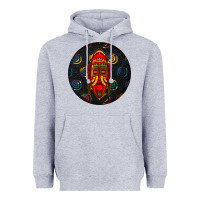 Heather Grey african masks round earrings 2 Heavyweight Hoodie - BundleAndBundleShop