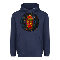 Navy african masks round earrings 2 Heavyweight Hoodie - BundleAndBundleShop