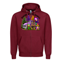 Burgundy mardi gras hanging with my gnomies Zipper Hoodie - FaDigitalArtStudio
