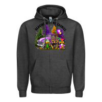 Charcoal Heather mardi gras hanging with my gnomies Zipper Hoodie - FaDigitalArtStudio