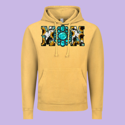 Sunflower Turquoise Gemstone Cowhide Mom Vintage Hoodie Designed By Bettercallsaul