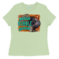 Matcha Thanksgiving Turkey Gobble Gobble Ladies Tee - NancyCooperArtShop