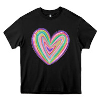 Black valentine's day colorful heart Heavy Core Tee - MaliasSmallBusiness