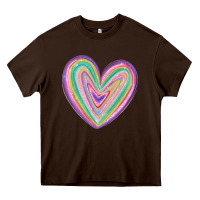 Chocolate Brown valentine's day colorful heart Heavy Core Tee - MaliasSmallBusiness