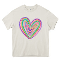 Cream valentine's day colorful heart Heavy Core Tee - MaliasSmallBusiness
