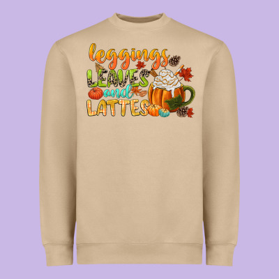 Leaves And Lattes Heavyweight Sweatshirt Designed By Cowgirlartshop