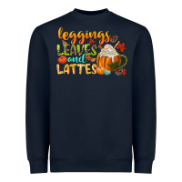 Navy leaves and lattes Heavyweight Sweatshirt - CowGirlArtShop