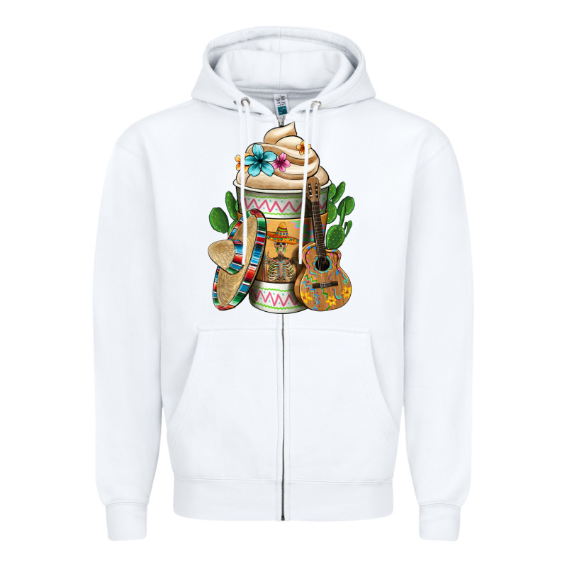 Mexican Hot Coffee Cup Zipper Hoodie by FaDigitalArtStudio | Teevron