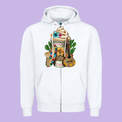 Mexican Hot Coffee Cup Zipper Hoodie Designed By Fadigitalartstudio