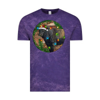Cloud Purple Black Angus Bull with Christmas Lights Vintage Tee - RanaPortraitStore