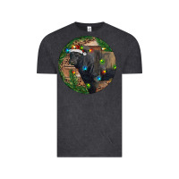 Vintage Black Black Angus Bull with Christmas Lights Vintage Tee - RanaPortraitStore
