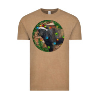 Vintage Coffee Black Angus Bull with Christmas Lights Vintage Tee - RanaPortraitStore