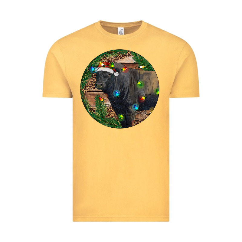 Black Angus Bull With Christmas Lights Vintage Tee by RanaPortraitStore | Teevron