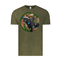 Vintage Olive Black Angus Bull with Christmas Lights Vintage Tee - RanaPortraitStore