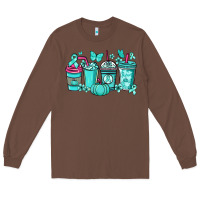 Chestnut Ovarian Cancer coffee cups teal ribbon Long Sleeve Tee - NancyCooperArtShop