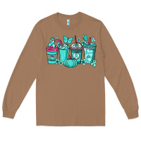 Toasted Coconut Ovarian Cancer coffee cups teal ribbon Long Sleeve Tee - NancyCooperArtShop
