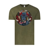 Vintage Olive Black Angus Calf Christmas Vintage Tee - RanaPortraitStore
