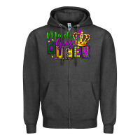 Charcoal Heather mardi gras queen Zipper Hoodie - FaDigitalArtStudio