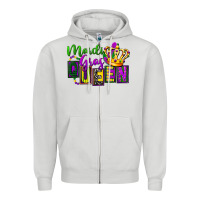 Dove Grey mardi gras queen Zipper Hoodie - FaDigitalArtStudio