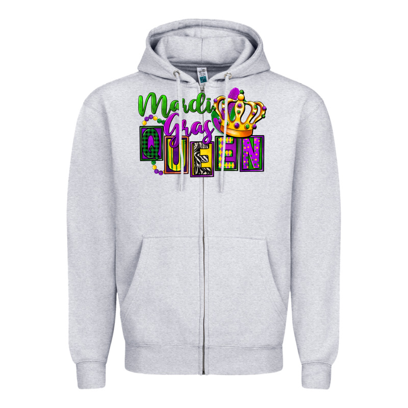 Mardi Gras Queen Zipper Hoodie by FaDigitalArtStudio | Teevron
