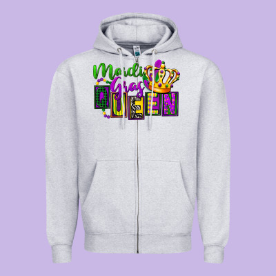 Mardi Gras Queen Zipper Hoodie Designed By Fadigitalartstudio