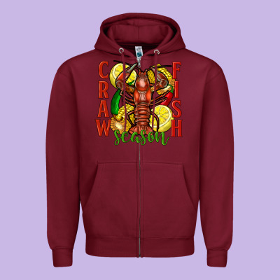 Crawfish Season Zipper Hoodie Designed By Fadigitalartstudio