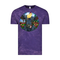 Cloud Purple Black Angus Cattle with Santa Chick Christmas Vintage Tee - RanaPortraitStore