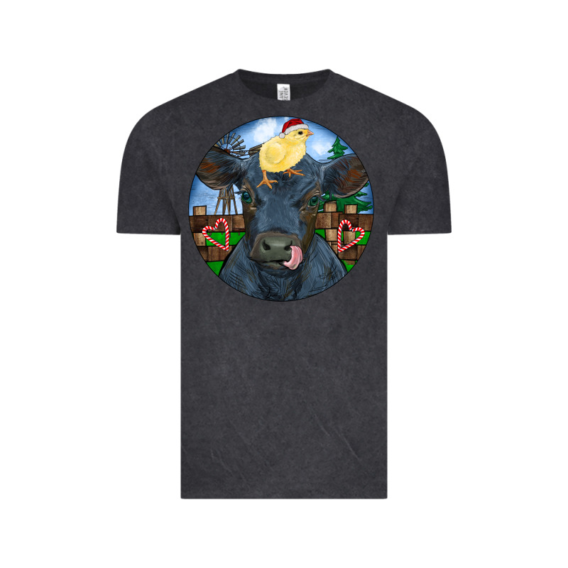 Black Angus Cattle With Santa Chick Christmas Vintage Tee by RanaPortraitStore | Teevron