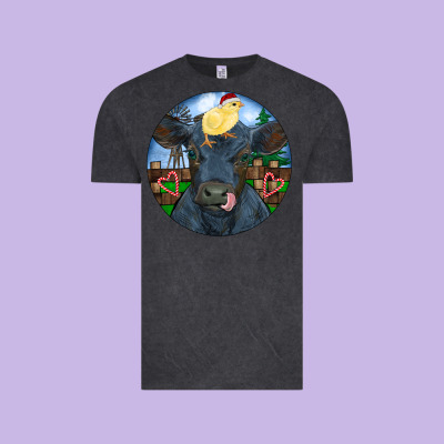 Black Angus Cattle With Santa Chick Christmas Vintage Tee Designed By Ranaportraitstore