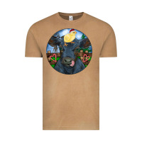 Vintage Camel Black Angus Cattle with Santa Chick Christmas Vintage Tee - RanaPortraitStore