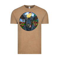 Vintage Coffee Black Angus Cattle with Santa Chick Christmas Vintage Tee - RanaPortraitStore